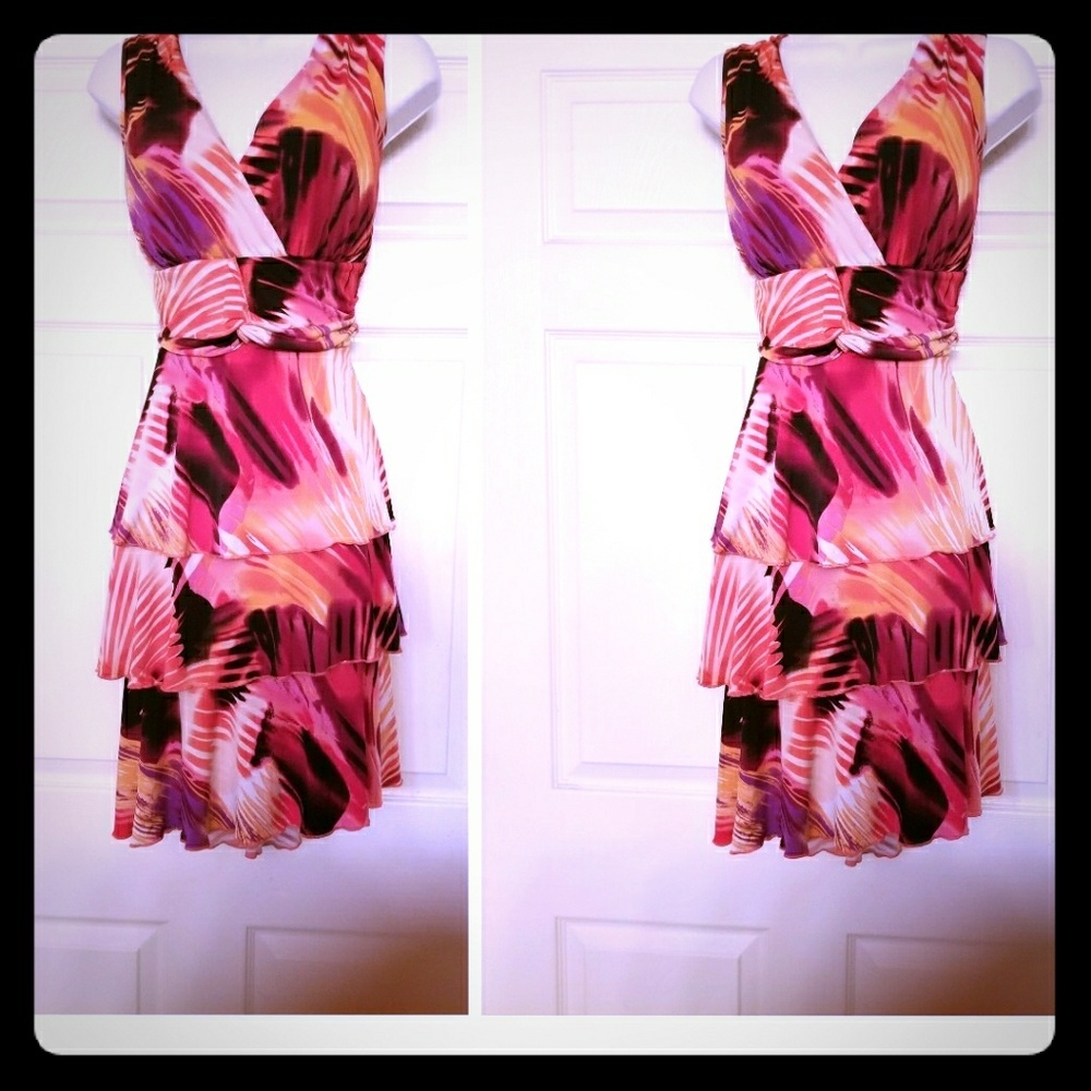 Beautiful  multi colored jersey knit summer dress